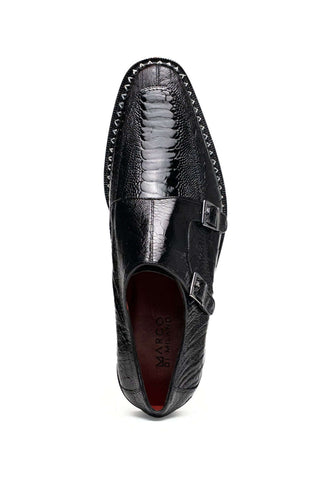 Marco Di Milano Napoli Ostrich Double Monk-Strap - Black-Dellamoda