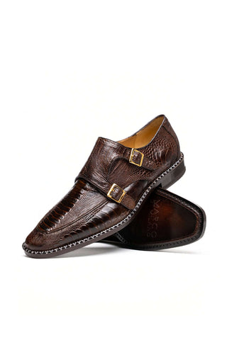 Marco Di Milano Napoli Ostrich Double Monk-Strap - Brown-Dellamoda