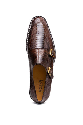 Marco Di Milano Napoli Ostrich Double Monk-Strap - Brown-Dellamoda