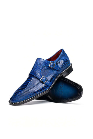 Marco Di Milano Napoli Ostrich Double Monk-Strap - Electric Blue-Dellamoda