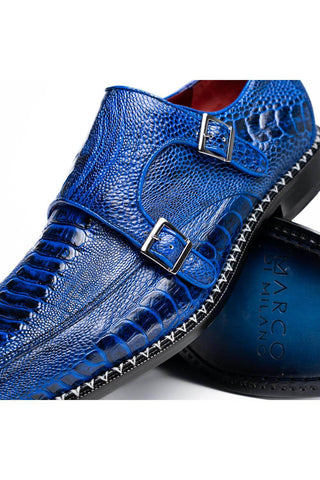 Marco Di Milano Napoli Ostrich Double Monk-Strap - Electric Blue-Dellamoda