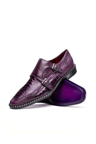 Marco Di Milano Napoli Ostrich Double Monk-Strap - Purple-Dellamoda