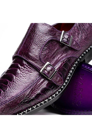 Marco Di Milano Napoli Ostrich Double Monk-Strap - Purple-Dellamoda