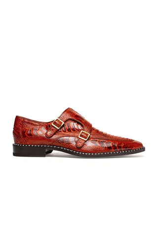 Marco Di Milano Napoli Ostrich Double Monk-Strap - Rustic Cognac-Dellamoda