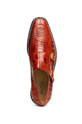 Marco Di Milano Napoli Ostrich Double Monk-Strap - Rustic Cognac-Dellamoda