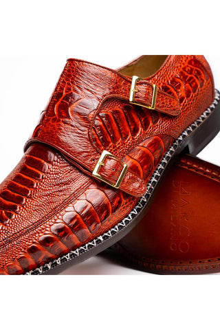 Marco Di Milano Napoli Ostrich Double Monk-Strap - Rustic Cognac-Dellamoda