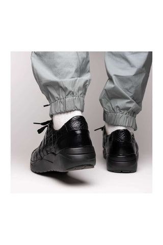 Marco Di Milano Nino Black Genuine Caiman Crocodile Fashion Sneaker (MDM1108)