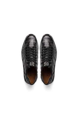 Marco Di Milano Nino Black Genuine Caiman Crocodile Fashion Sneaker (MDM1108)
