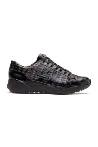 Marco Di Milano Nino Black Genuine Caiman Crocodile Fashion Sneaker (MDM1108)