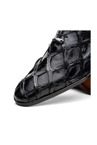 Marco Di Milano Olivieri Black Exotic Pirarucu Leather Whole cut Oxfords (MDM1201)