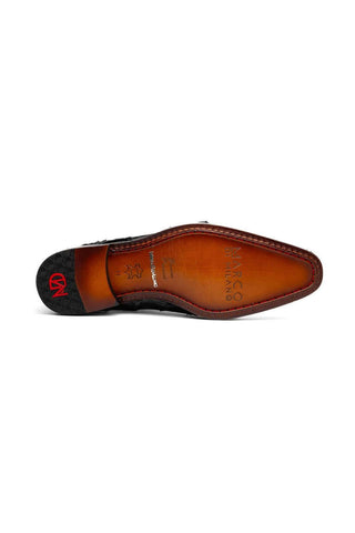 Marco Di Milano Olivieri Black Exotic Pirarucu Leather Whole cut Oxfords (MDM1201)