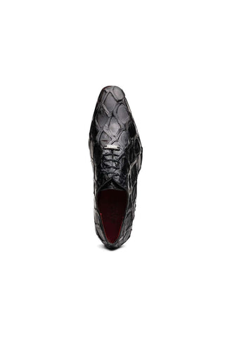Marco Di Milano Olivieri Black Exotic Pirarucu Leather Whole cut Oxfords (MDM1201)