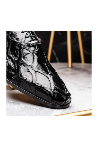 Marco Di Milano Olivieri Black Exotic Pirarucu Leather Whole cut Oxfords (MDM1201)