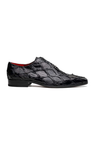 Marco Di Milano Olivieri Black Exotic Pirarucu Leather Whole cut Oxfords (MDM1201)