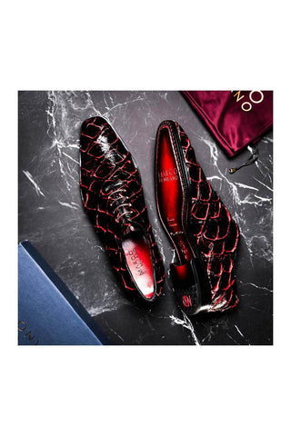 Marco Di Milano Olivieri Blackcherry Exotic Pirarucu Skin Oxford (MDM1248)