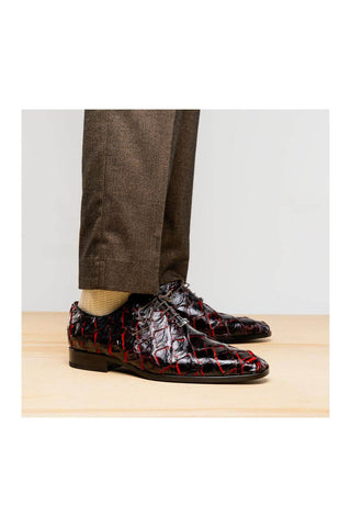 Marco Di Milano Olivieri Blackcherry Exotic Pirarucu Skin Oxford (MDM1248)