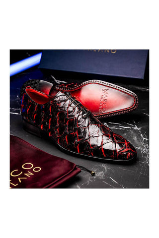 Marco Di Milano Olivieri Blackcherry Exotic Pirarucu Skin Oxford (MDM1248)