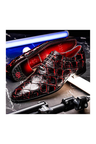 Marco Di Milano Olivieri Blackcherry Exotic Pirarucu Skin Oxford (MDM1248)