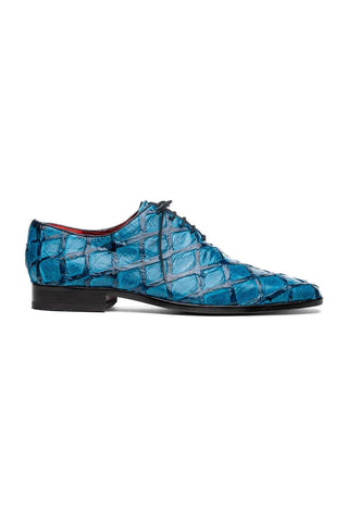 Marco Di Milano Olivieri Blue Pirarucu Leather Whole cut Oxfords (MDM1028)