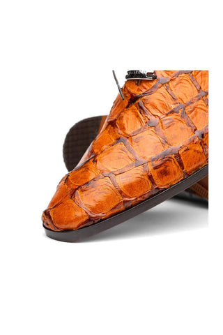 Marco Di Milano Olivieri Brandy Exotic Pirarucu Leather Whole cut Oxfords (MDM1028)