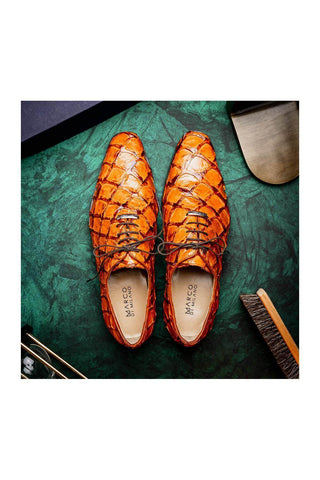 Marco Di Milano Olivieri Brandy Pirarucu Leather Whole cut Oxfords (MDM1028)