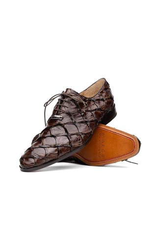 Marco Di Milano Olivieri Brown Pirarucu Leather Whole cut Oxfords (MDM1028)