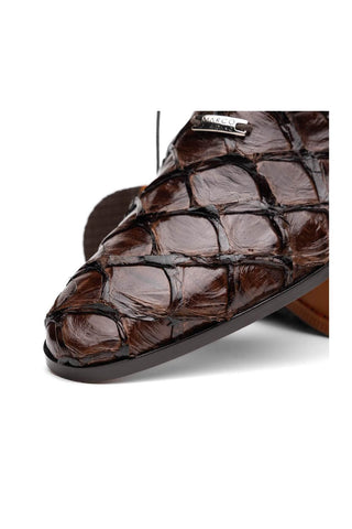 Marco Di Milano Olivieri Brown Pirarucu Leather Whole cut Oxfords (MDM1028)