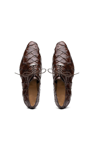 Marco Di Milano Olivieri Brown Pirarucu Leather Whole cut Oxfords (MDM1028)