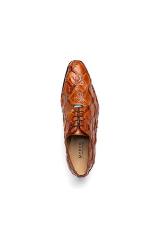 Marco Di Milano Olivieri Cognac Exotic Pirarucu Leather Whole cut Oxfords (MDM1028)
