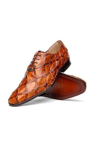 Marco Di Milano Olivieri Cognac Pirarucu Leather Whole cut Oxfords (MDM1028)