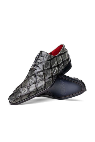 Marco Di Milano Olivieri Gray Exotic Pirarucu Leather Whole cut Oxfords (MDM1028)