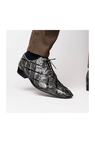 Marco Di Milano Olivieri Gray Pirarucu Leather Whole cut Oxfords (MDM1028)