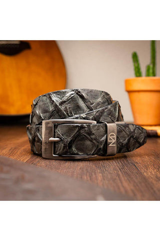 Marco Di Milano Olivieri Men's Gray Genuine Pirarucu Belts (MDMB1052)