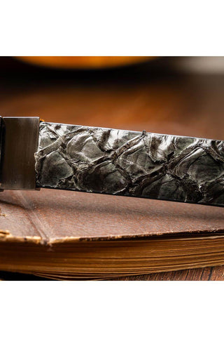 Marco Di Milano Olivieri Men's Gray Genuine Pirarucu Belts (MDMB1052)
