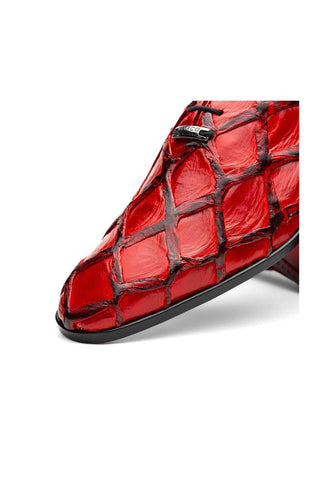Marco Di Milano Olivieri Red Exotic Pirarucu Leather Whole cut Oxfords (MDM1028)