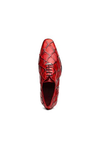 Marco Di Milano Olivieri Red Pirarucu Leather Whole cut Oxfords (MDM1028)