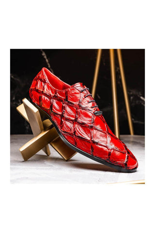 Marco Di Milano Olivieri Red Pirarucu Leather Whole cut Oxfords (MDM1028)