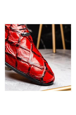 Marco Di Milano Olivieri Red Pirarucu Leather Whole cut Oxfords (MDM1028)
