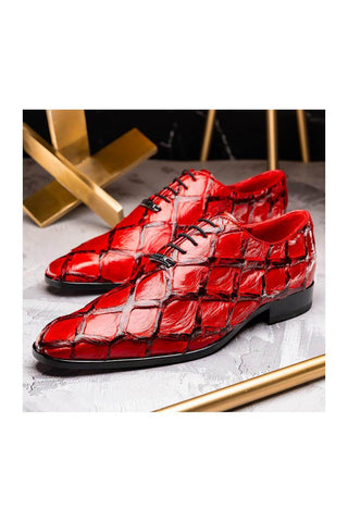 Marco Di Milano Olivieri Red Pirarucu Leather Whole cut Oxfords (MDM1028)