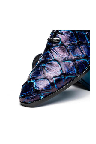 Marco Di Milano Olivieri Royal Blue Exotic Pirarucu Skin Oxford (MDM1249)