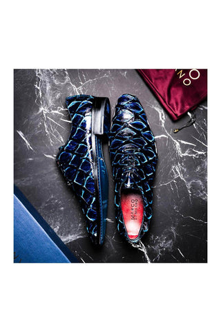 Marco Di Milano Olivieri Royal Blue Pirarucu Skin Oxford (MDM1249)