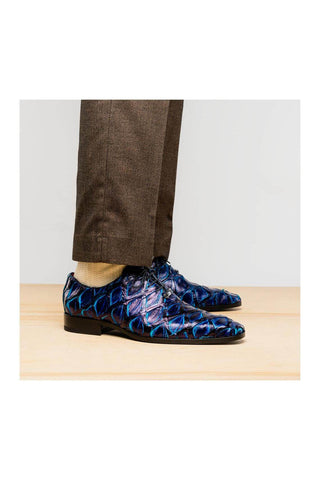 Marco Di Milano Olivieri Royal Blue Pirarucu Skin Oxford (MDM1249)