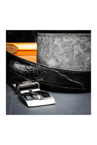 Marco Di Milano Ostrich Belt - Black