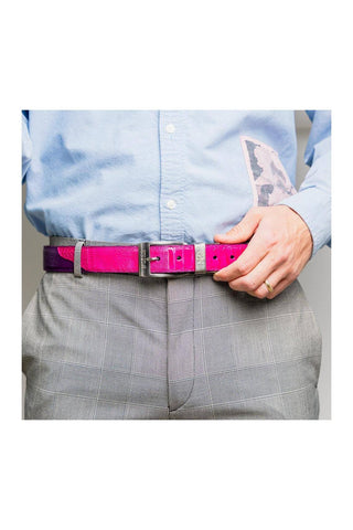 Marco Di Milano Ostrich Belt - Pink & Purple