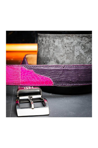 Marco Di Milano Ostrich Belt - Pink & Purple