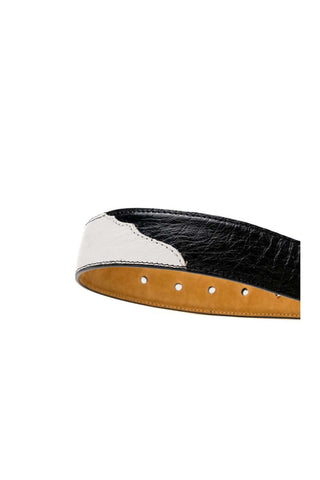 Marco Di Milano Ostrich Belt - White & Black