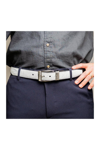 Marco Di Milano Ostrich Belt - White & Black