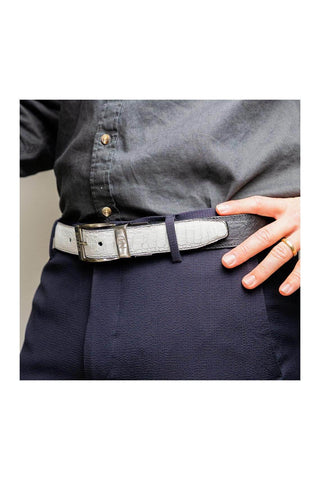 Marco Di Milano Ostrich Belt - White & Black