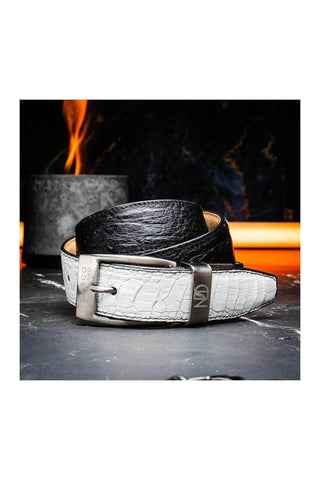 Marco Di Milano Ostrich Belt - White & Black