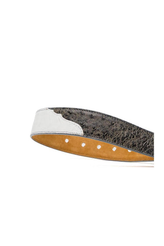 Marco Di Milano Ostrich Belt - White & Gray